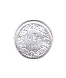 Moneda Elvetia 1/2 franc 1964, stare foarte buna, curata