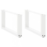 vidaXL Picioare pentru măsuță de cafea &icirc;n formă de U, 2 buc., alb, 70x(30-31) cm, oțel