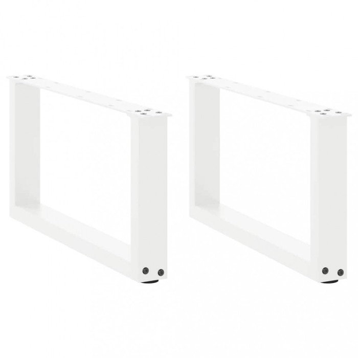 vidaXL Picioare pentru măsuță de cafea &icirc;n formă de U, 2 buc., alb, 70x(30-31) cm, oțel