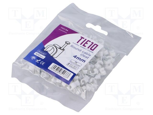 Element de susținere natural pe cablu rotund 100 buc cu cui TIE10