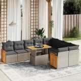 Set mobilier de gradina cu perne, 10 piese, gri, poliratan GartenMobel Dekor, vidaXL