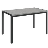 Outsunny Masă de Dining pentru Terasă 120cm, pentru 4 Persoane, Stil Dreptunghiular, Ideală pentru Exterior, Gri | Aosom Romania