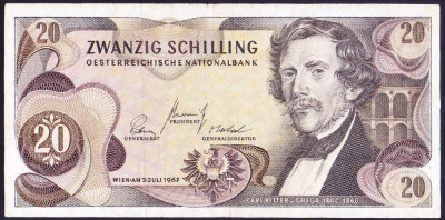 Bancnota Austria 20 Schilling 1967 (1968) - P142 XF foto