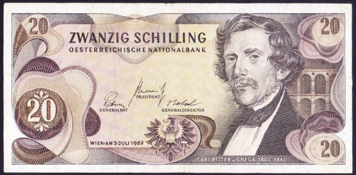 Bancnota Austria 20 Schilling 1967 (1968) - P142 XF