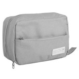 Portfard de calatorie gri, 3 compartimente, cu maner, 28x15x10cm, CMCLASS