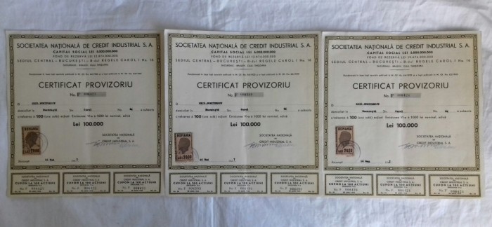 CERTIFICATE DE ACTIUNI 1947