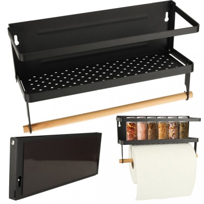 Raft magnetic de frigider 2in1, pentru condimente si prosop de bucatarie foto
