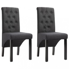 vidaXL Scaune de bucătărie, 2 buc., gri &icirc;nchis, material textil