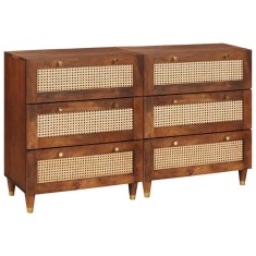 vidaXL Set de bufet 2 pcs Maro 60 x 33.5 x 75 cm Lemn masiv de mango