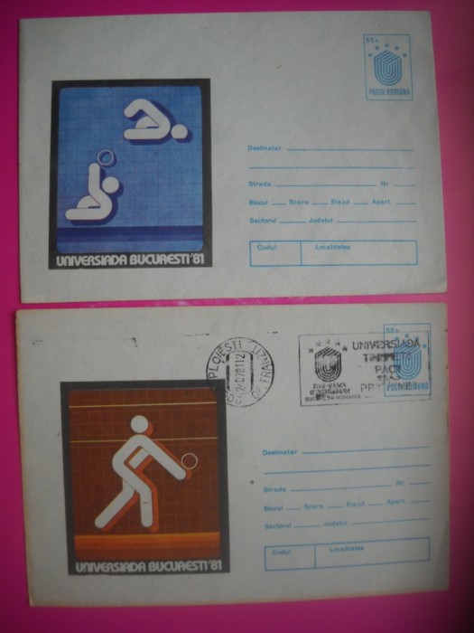 HOPCT PLIC LOT NR 36 -SET 2 PLICURI -UNIVERSIADA BUCURESTI 1981 SPORT --ROMANIA