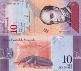 Bancnota Venezuela 10 Bolivares, 15 Ianuarie 2018, UNC, Neutilizata