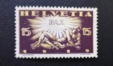 Elveția (Helvetia) 1919 - Marcă Poștală Comemorativă "Pacea / Sf&acirc;rșitul Primului Război Mondial" (PAX - 15 Rappen Violet/Auriu) - Cod: -OD1