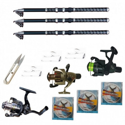 Set pescuit sportiv cu 3 lansete 3.6m Ultra Carp, 3 mulinete, trei gute, monturi si foarfeca foto