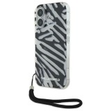 Husa iPhone 16 Karl Lagerfeld IML Luxury, Zebra Pattern&amp;Cord, negru, KLHCP16SHZBPKCCK