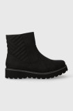Roxy botine femei, culoarea negru, cu toc plat, izolat