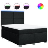 Cumpara ieftin Pat box spring cu saltea, negru, 140x200 cm, textil