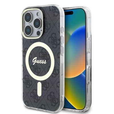 Husa pentru iPhone 16 Pro Max - Guess IML 4G MagSafe (GUHMP16XH4STK) - Black foto