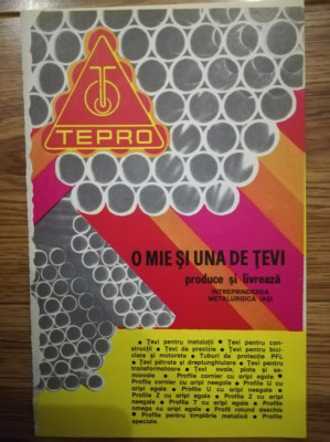 1977, Reclama Fabrica TEPRO, tevi, comunism 19x12 cm IASI foto