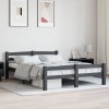 VidaXL Cadru de pat, gri &icirc;nchis, 140x200 cm, lemn masiv de pin 322092