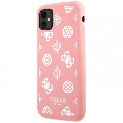 Husa TPU Guess Liquid Silicone White Peony pentru Apple iPhone 11, Roz GUHCN61LSPEWPI foto