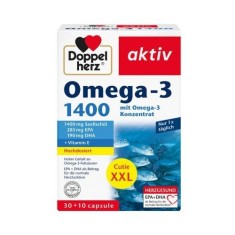 Omega-3 1400, Doppelherz Aktiv, Supliment alimentar recomandat pentru functionarea normala a intregului organism, 30+10 capsule