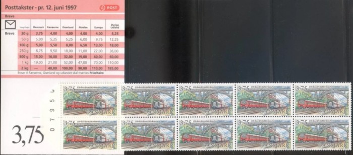 Danemarca 1997 - Caile ferate Copenhagen-Roskilde, carnet filatelic neuzat