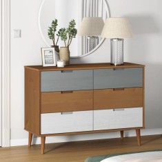 vidaXL Dulap cu sertare &bdquo;MOLDE&rdquo;, maro, 113x40x80 cm, lemn masiv de pin 350507