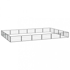 vidaXL Țarc c&acirc;ini 20 panouri negru 100x50 cm oțel vopsit electrostatic