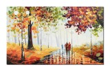 Cumpara ieftin Tablou pictat manual dormitor, living, Impreuna pentru totdeauna, 100x60cm ulei pe panza in cutit, efect 3D, Leo Covaci