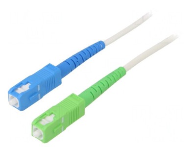 Patch cord fibră optică OS2 SC/APC-SC/UPC 15m alb LSZH foto
