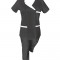 Costum Medical Pe Stil, Negru cu Elastan Cu Paspoal si Garnitură alba, Model Nicoleta - S, 4XL