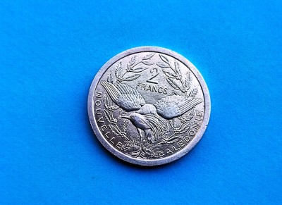 2 Francs 1989 Noua Caledonie-stare buna-RAR foto