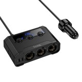 Incarcator Auto HOCO Z64 240W cu 3 Prize Bricheta, 2x USB-C si 2x USB-A, Afisaj LED, Negru