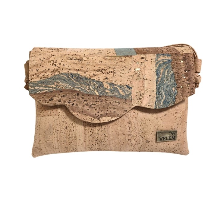 Geanta plic din pluta naturala multicolor