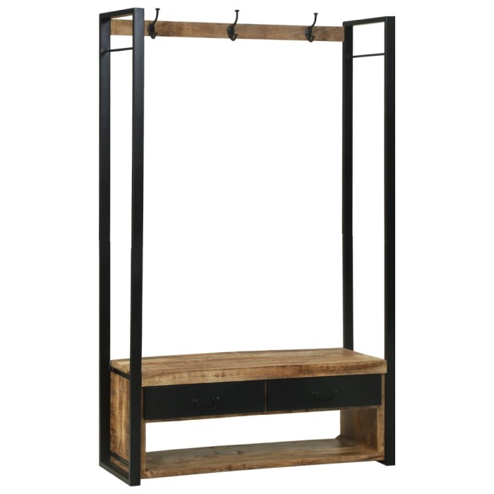 vidaXL Raft pentru Haine cu C&acirc;rlige și Rafturi 110x40x185 cm Lemn Masiv de Mango Aspru