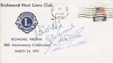 Plic LIONS CLUB, Richmond, Virginia, S.U.A., 24 Martie 1972