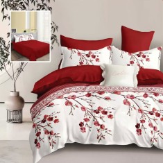 Lenjerie pat dublu,bumbac finet,6 piese,cearceaf normal 220x240cm, cearceaf pilota 200x220cm, 2 fete de perna 50x70, 2 fete de perna 70x70-96718