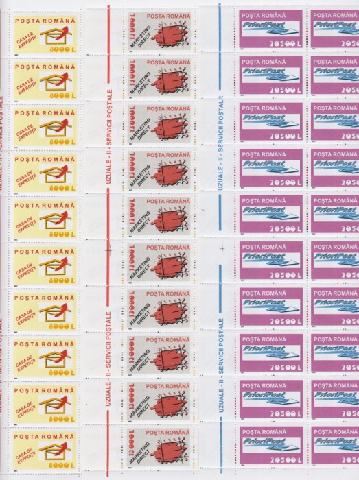 ROMANIA 2002 LP 1594 SERVICII POSTALE II SET COLI 50 TIMBRE MNH