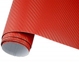 Folie carbon 3D Rosu, 1x1.5 m cu tehnologie de eliminare a bulelor de aer, Palmonix