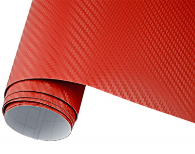 Rola Folie Carbon 3D Rosu, 10x1,27m foto