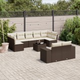 vidaXL Set canapele de grădină cu perne, 10 piese, maro, poliratan 3255370