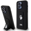Husa MagSafe pentru Apple iPhone 14 Pro Max, Karl Lagerfeld, Saffiano Gripstand Choupette, Neagra