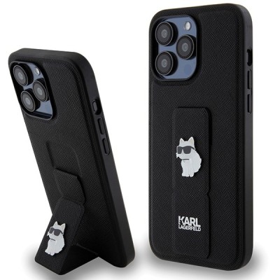 Husa MagSafe pentru Apple iPhone 14 Pro Max, Karl Lagerfeld, Saffiano Gripstand Choupette, Neagra foto