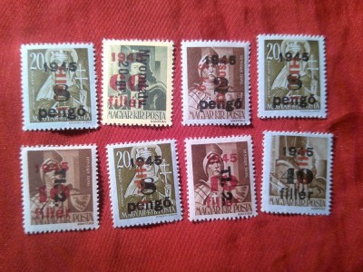 Serie mica Ungaria 1946 cu supratipar II , 8 valori foto