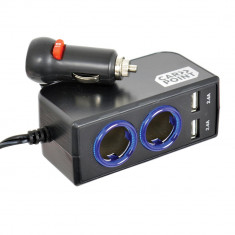 Priza auto tripla Carpoint 12V/ 24V , cu 2 iesiri DC 10A 120W si 2 USB Fast Charge 5V 4.8A Kft Auto