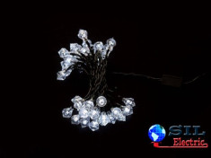 Ghirlanda luminoasa decorativa forma diamant 40 LED-uri albe lumina rece culoare cablu verde WELL foto