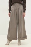 Answear Lab pantaloni femei, culoarea maro, lat, high waist