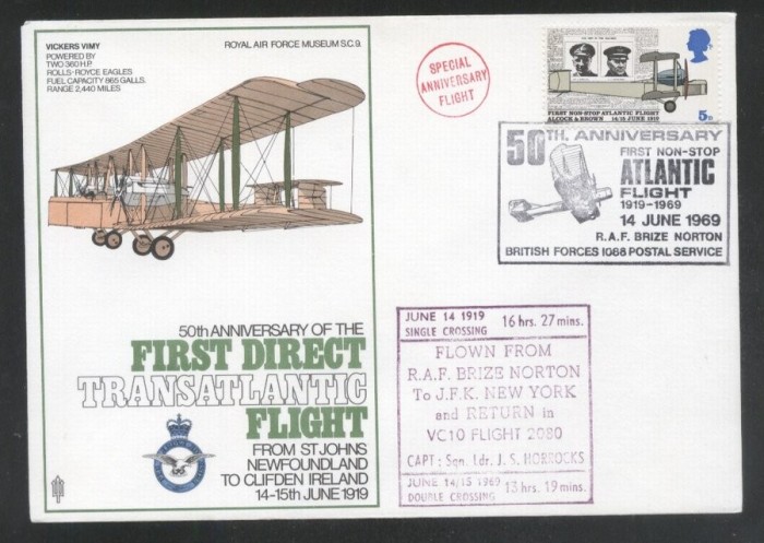 Great Britain 1969 RAF - First Direct Transatlantic Flight K.388