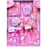 Set de joaca iMK&reg; Papusa Betty cu bebelus, carucior si accesorii