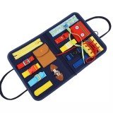 Carte senzoriala educativa montessori, flippy, dezvoltare abilitati motorii, 2 pagini, 28x22x3 cm, albastru